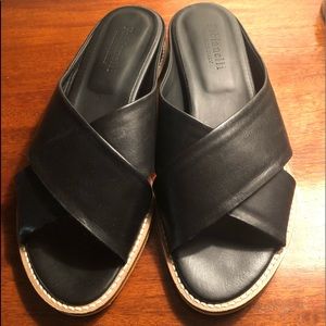 Fabianelli black leather slide sandals